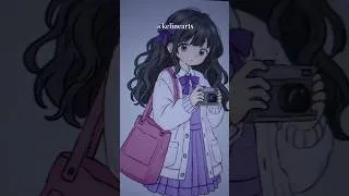 Thumbnail: Painting a sweet anime girl with a vintage camera 📸💜✨