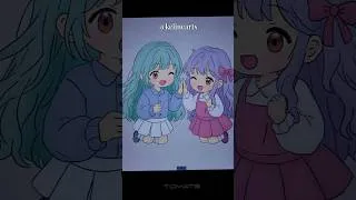 Thumbnail: Painting two adorable chibi best friends sharing a happy high five 💜✨