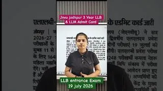 Thumbnail: JNVU 3 Year LLB Entrance Exam 2026 | LLM Entrance Exam Admit Card #jnvujodhpur