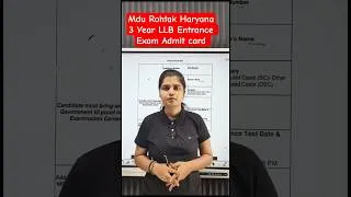 Thumbnail: MDU Rohtak 3 Year LLB Entrance Exam Admit Card | MDU Rohtak 3 Year LLB Entrance Admit Card #mdullb
