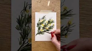 Thumbnail: Glowing lights on a branch for day 12 of watercolor holiday card making ￼
