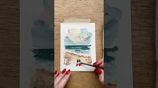 Thumbnail: Santa on the beach for day 11 of 12 days of watercolor holiday card making