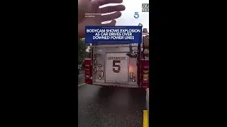 Thumbnail: Bodycam shows explosion as car drives over downed power lines