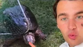 Thumbnail: Boise man encounters 20 lb. invasive snapping turtle while exploring Five Mile Creek