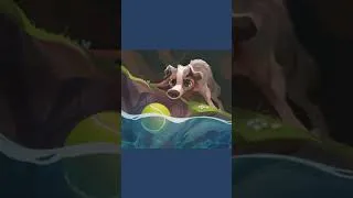 Thumbnail: Digital art from start to finish!│Dog and tennis ball #shorts