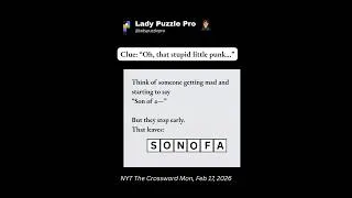 Thumbnail: NYT Crossword Clue Explained | SONOFA (JaFeb  17, 2026) #crossword #nytcrossword