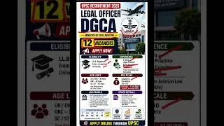Thumbnail: UPSC Law Officer Vacancy 2026 #DGCA #UPSC #LLB #Aviation law #3 years practice 