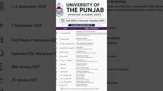 Thumbnail: Punjab University Academic Calendar 2026–27 | Important Dates & Semester Schedule