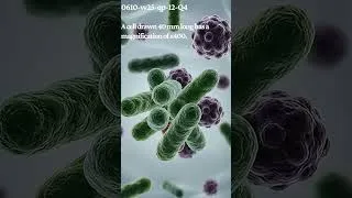 Thumbnail: 0610 w25 qp 12 Q4MagnificationA cell drawn 40 mm long has a magnification of x400  What is its size?