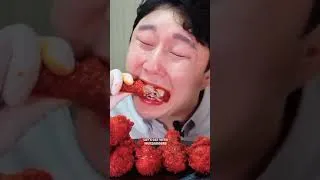 Thumbnail: EATING 10X SPICY🔥FRIED CHICKEN!! ASMR Mukbang with Nuclear Fire Sauce 🌶🥵 #mukbang