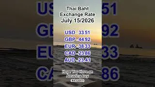 Thumbnail: Thai Baht Exchange Rate July 15/2026 #thailand #exchange