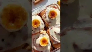 Thumbnail: banana bread cinnamon rolls 💛 #food #bananabread #cinnamonrolls #baking #dessert #cozy #homecafe