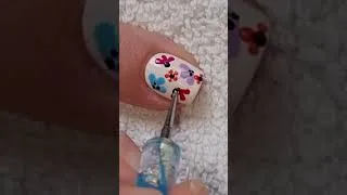 Thumbnail: Colorful Summer Floral Nail Art On White Short Nails | #naildesign