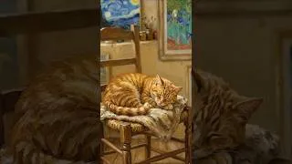 Thumbnail: The most peaceful room in 1888 🌻 (Van Gogh & Cat) #shorts #cozy #ASMR #healingmusic #playlist