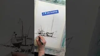 Thumbnail: Loose Ink & Watercolor Line Drawing! Landscape Painting for Beginners #watercolor #inkwash #art