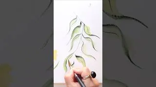 Thumbnail: How to use a Triangle Brush for One Stroke Watercolor Leaves painting #watercolorpainting