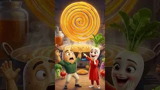 Thumbnail: Duniya Ki Sabse Badi Jalebi! 😱 | Aloo Mooli #Shorts #giantjalebi #VegetableCartoon