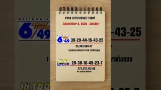 Thumbnail: Lotto Result Today 9pm Draw September 6, PCSO #lotto  #lottoresulttoday #9pmlottoresult