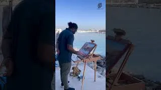 Thumbnail: 🎨 Painting a Boat at Sharjah Flag Island | Plein Air Art UAE #shorts