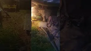 Thumbnail: bivvi camp in a small cave on a crags in Northumberland