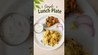 Thumbnail: Simple Lunch Plate 🍛 | Chicken Fry, Pulao & Raita | Easy Homemade Lunch #Shorts