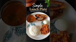 Thumbnail: Simple Lunch Plate  | Fish Fry, Egg & Rice | Easy Homemade Lunch | Telugu Shorts #food #lunchbox