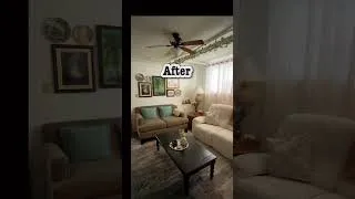 Thumbnail: Can you believe this is the same rental living room?✨#thrift #beforeandafter #diyhomedecor #cozyhome