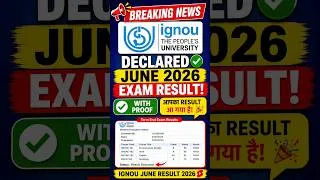 Thumbnail: IGNOU RESULT UPDATE 2026 | IGNOU RESULT JUNE 2026 is out | Ignou result update 2026 #ignou #result