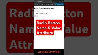 Thumbnail: Radio Button Name and Value Attribute Explained 🎯 | HTML Form Logic Simplified #shorts #webdev #115