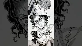 Thumbnail: Speed drawing Kanao Tsuyuri/Kibutsuji Muzan/Tanjiro Kamado from Demon Slayer #shorts #anime #drawing