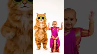 Thumbnail: This Baby & Cat Dance Is TOO cute | Meowbeat #animalrescue #dancingcat #catdance #tamilsongs #funny