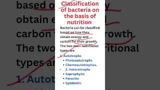 Thumbnail: Classification of bacteria on the basis of Nutrition #biology #bacteria #science