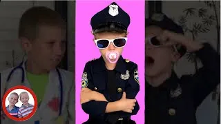 Thumbnail: Sick Police Officer👮‍♀️ #shorts Mike and Jake pretend play / Doctor set toys