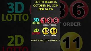 Thumbnail: Lotto Result Today  5:00 pm draw October 30, 2024 #shorts