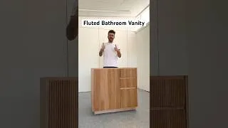 Thumbnail: I built a Fluted Front bathroom vanity!! Full build video is linked 😁😁. #woodworking #wood #maker