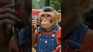 Thumbnail: The monkey boss is driving his tractor on the road, and the monkey hits a stone on the road.