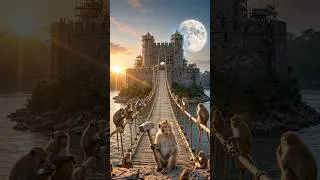 Thumbnail: Indian Monkeys Build Giant Bamboo Bridge & Fortress (4K)#Monkey #PrimitiveTechnology #SurvivalSkills
