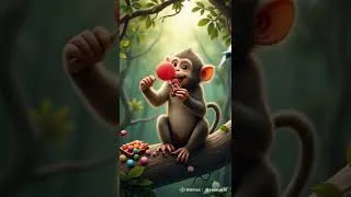Thumbnail: "OMG! This Monkey Loves Candy! 🍬🐵 Watch the Sweetest Moment!" #ai #animal #shorts