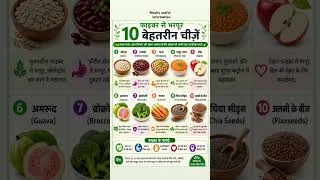 Thumbnail: 🌾 फाइबर से भरपूर 10 बेहतरीन चीज़ें | Top 10 High Fiber Foods | Healthy Diet Tips