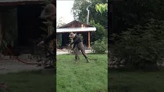 Thumbnail: Mowing the yard with American pattern scythe