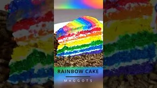 Thumbnail: Rainbow cake vs Maggots Mealworms #closeup #mealworms #rainbowcake