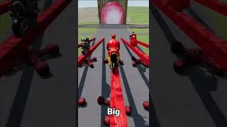 Thumbnail: Big & Small Super Heroes on a motorcycles vs Trains  #beamngdrive #shorts