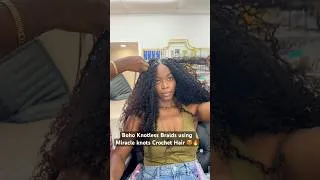 Thumbnail: 😱MIRACLE KNOTS CROCHET HAIR on my Boho Knotless Braids install 👏🏾😻🔥 #shorts