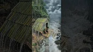 Thumbnail: How to build a survival shelter on a cliff face during heavy rain #camping #bushcraft #survival