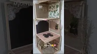Thumbnail: "My Handmade 4-Level Corner Shelf House" #shorts #shortsfeed #handmade #diy #house