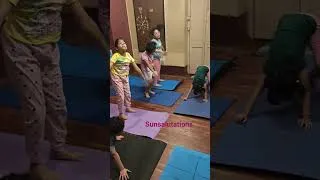 Thumbnail: Sun salutations by kiddos #yoga #flexibility #baby #strong #practice #energy #youtubeshorts