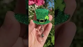 Thumbnail: St Patricks Day Glitter Shamrock Badge Reel Lilliansdreams.etsy.com