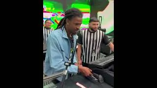 Thumbnail: Ja Morant sitting court side with Blazers teammates in the NBA summer league