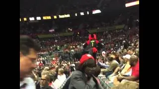 Thumbnail: Atlanta Hawks Mascot Falls On Railing | NBA Funny Moment