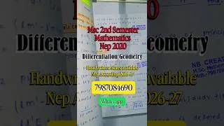 Thumbnail: Differential Geometry Handwritten Notes available || Msc 2nd Semester mathematics NEP 2026 || #nep